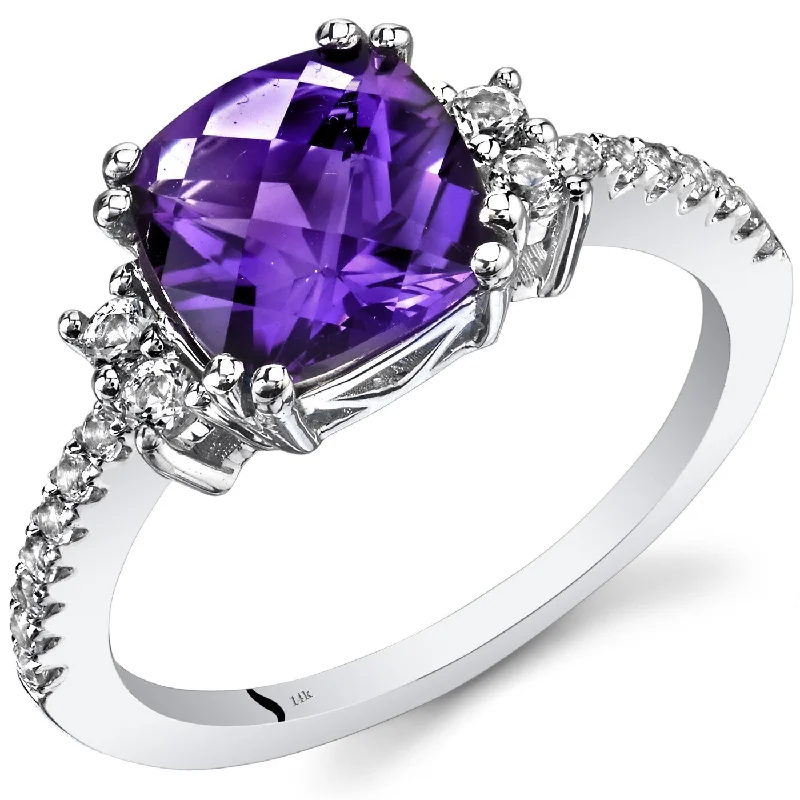 eternity diamond wedding rings -14k White Gold 2.28ct Amethyst and White Topaz Ring