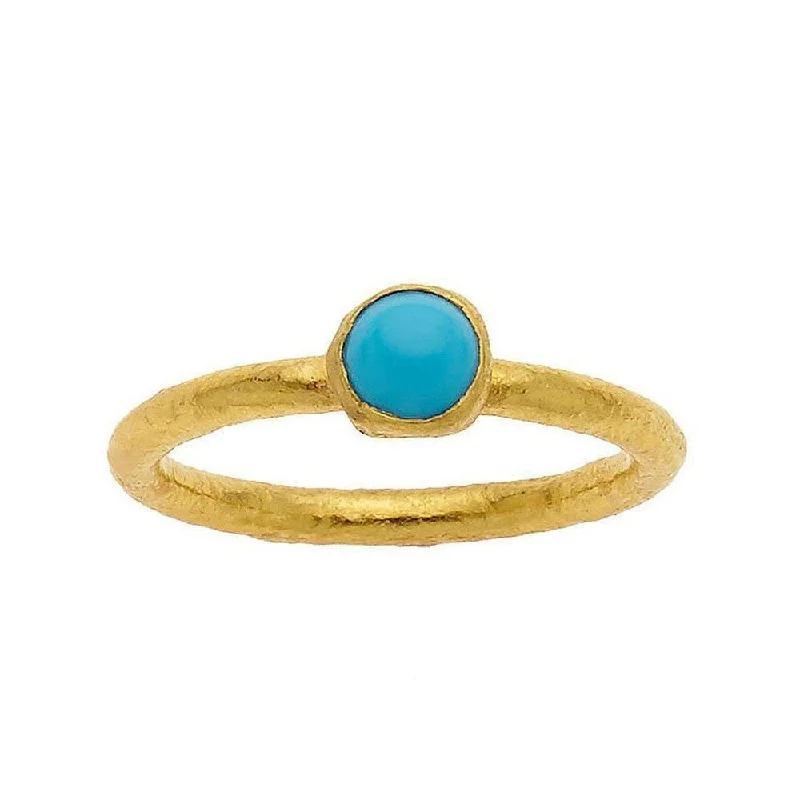 layered gold necklaces for women -Ara 24k Gold Turquoise Stackable Ring 24k Gold