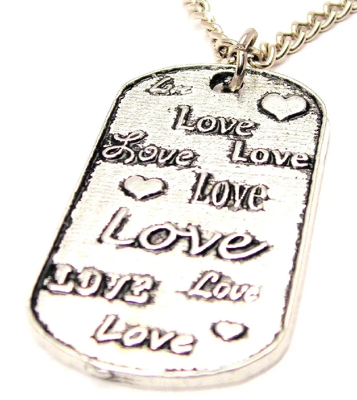 bridal choker necklaces -Love Love Love Dog Tag Large Single Charm Necklace