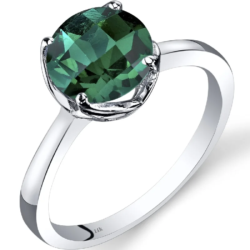 modern wedding rings for women -14k White Gold 1.75ct Created Emerald Ring