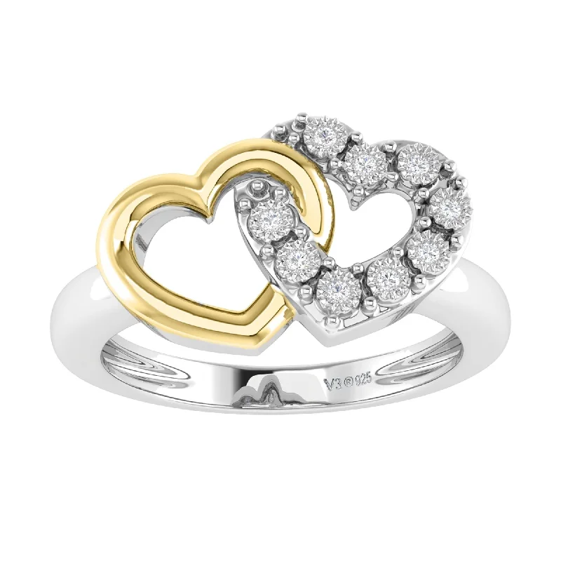 simple wedding rings for women -Two Tone with Natural White Diamond Heart Ring