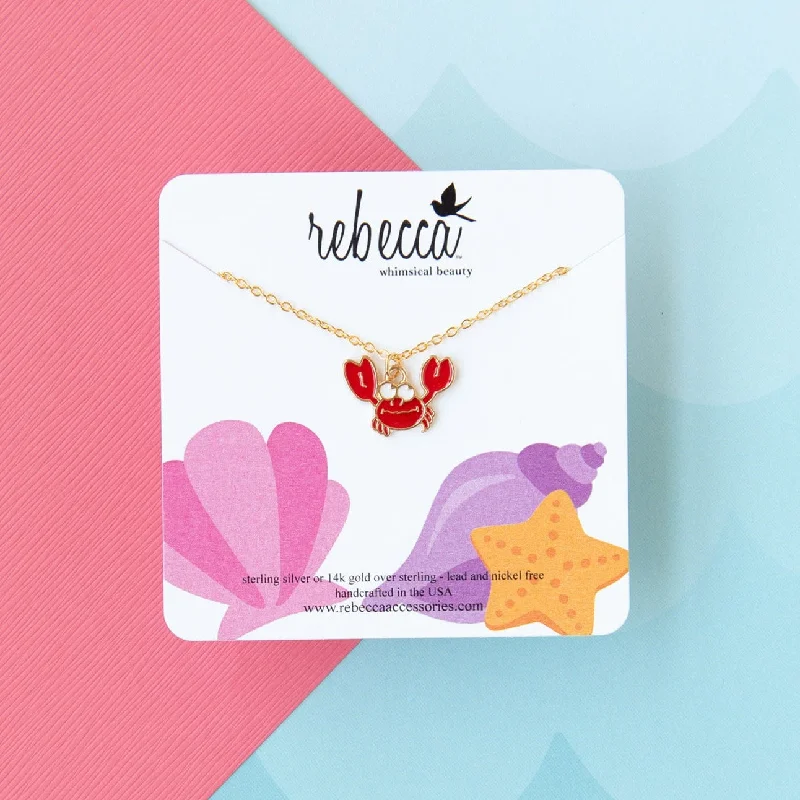 heart necklaces for women -Crab Enamel Charm Necklace Children’s Jewelry