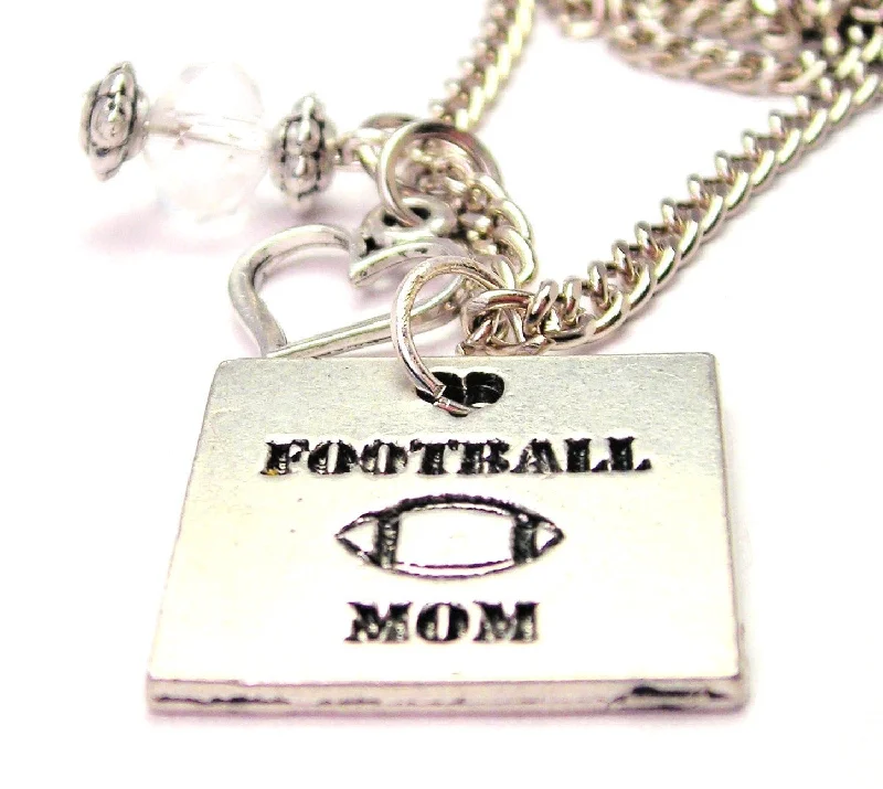 wedding necklaces for women -Football Mom Necklace with Small Heart