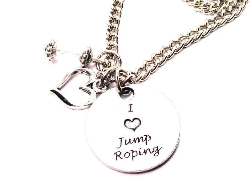 bridal pearl necklaces for women -I Love Jump Roping Necklace with Small Heart