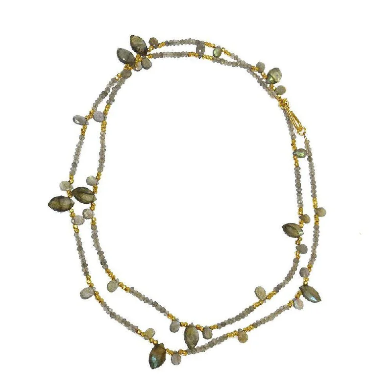 delicate pearl necklaces for women -Labradorite Necklace with Marquis Accents