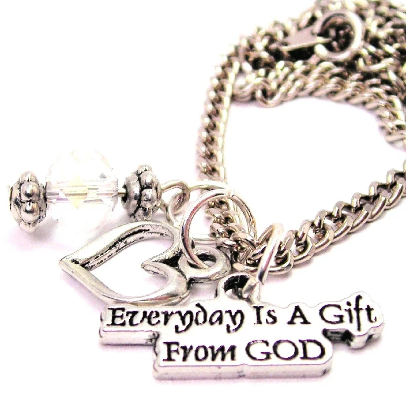 personalized initial necklaces -Everyday Is A Gift From God Necklace with Small Heart