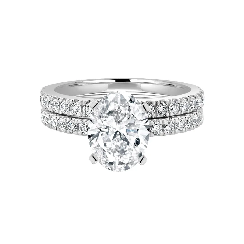 luxury rings for women -Auriya 14k-White Gold Lab Grown Oval Diamond Bridal-Ring-Set 1.75 ct. tw. (F-G VS)