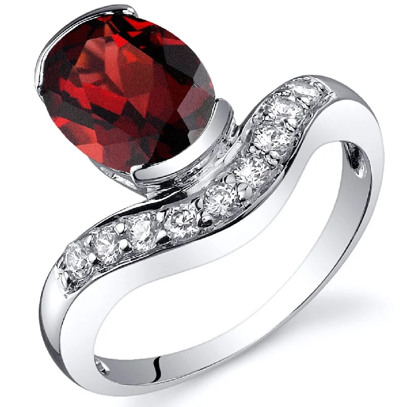 wedding bands for women -Sterling Silver 2.25 ct Garnet Birthstone Ring