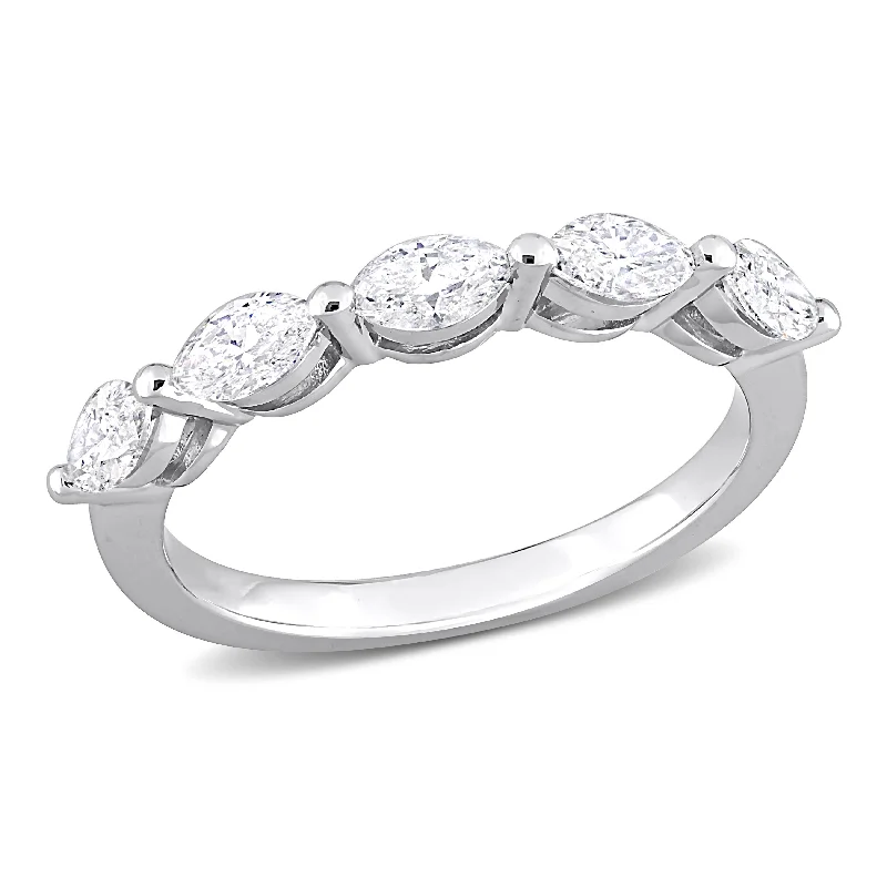 vintage wedding rings for women -Miadora 3/4ct TDW Marquise-Cut Diamond Anniversary Ring in 14k White Gold