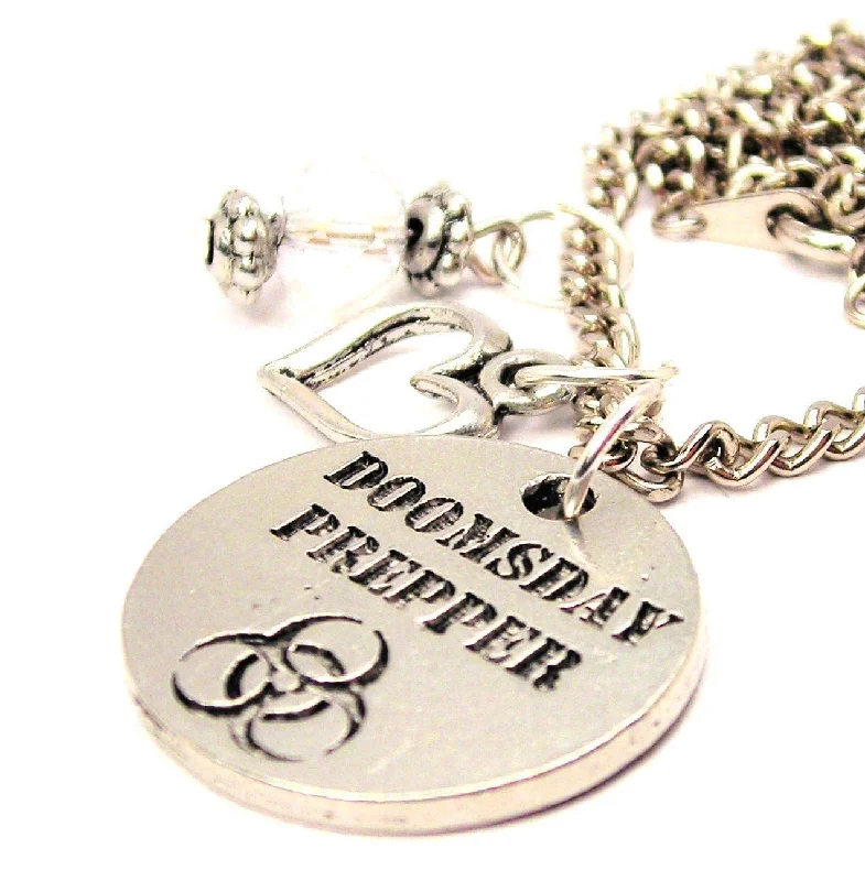 infinity necklaces for women -Doomsday Prepper Necklace with Small Heart