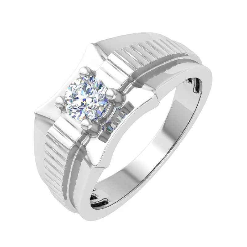 custom wedding rings -1/2 Carat 4-Prong Set Diamond Solitaire Men's Wedding Band Ring in Gold