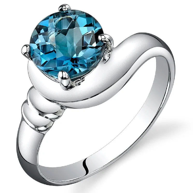 anniversary gemstone rings -Sterling Silver 1.5 ct London Blue Topaz Solitaire Ring