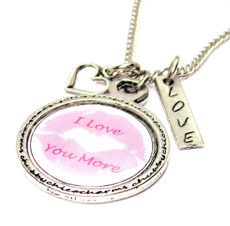 men's style necklaces for women -I Love You More Framed Resin Necklace