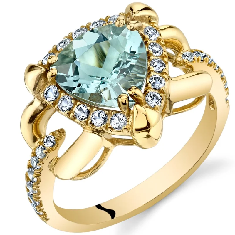 thick gold rings for women -14k Yellow Gold 1.79ct Aquamarine and White Topaz Ring