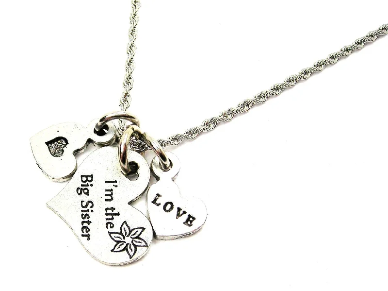 classic pendant necklaces for women -I'm The Big Sister Heart Stainless Steel Rope Chain Necklace