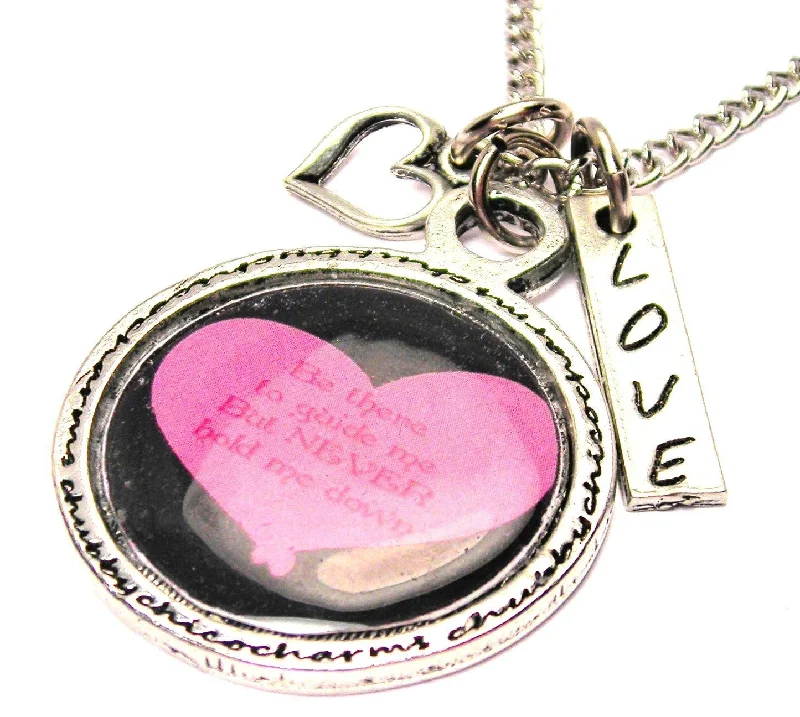 custom engraved necklaces -Be There To Guide Me But Never Hold Me Down Framed Resin Necklace