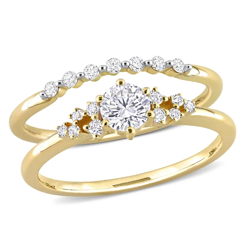 fashion gemstone rings for women -Miadora 5/8ct TDW Diamond Bridal Ring Set in 10k Yellow Gold