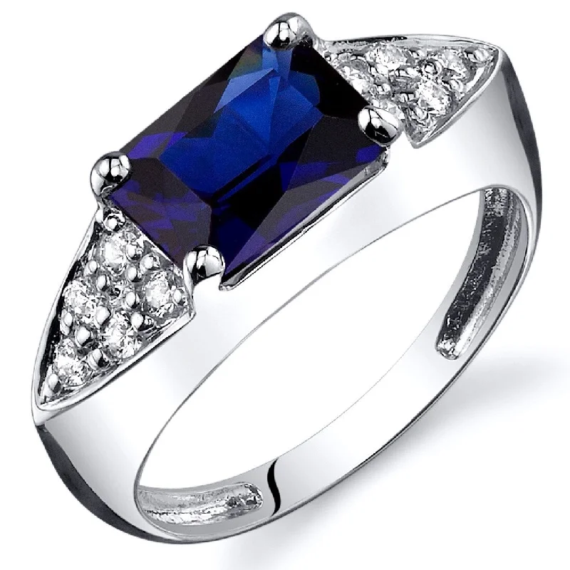 engagement rings for brides -Sterling Silver 2 ct Created Sapphire Birthstone Ring