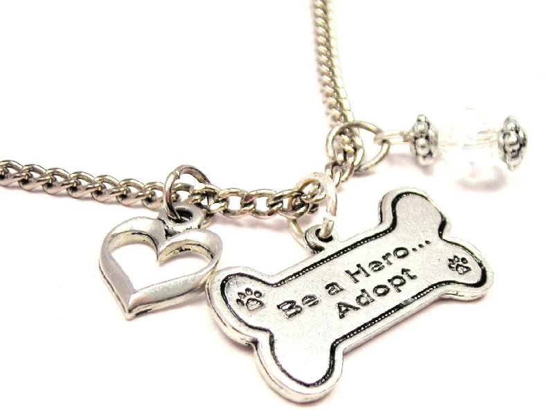 layered gold necklaces for women -Be A Hero Adopt Dog Bone Necklace with Small Heart