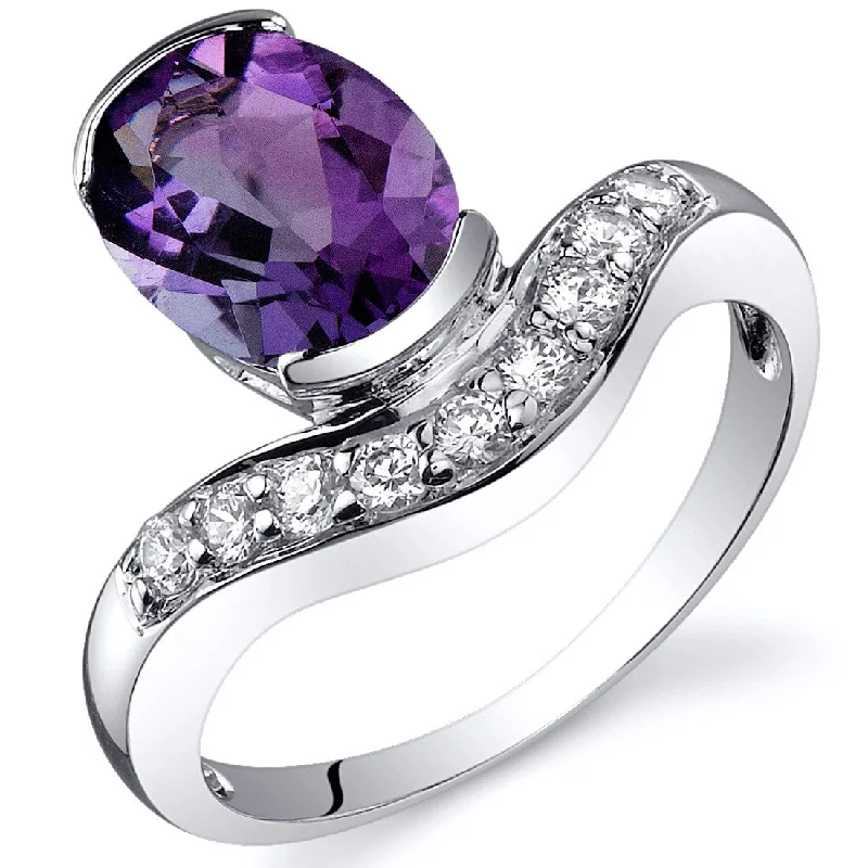 eternity diamond wedding rings -Sterling Silver 1.5 ct Amethyst Birthstone Ring