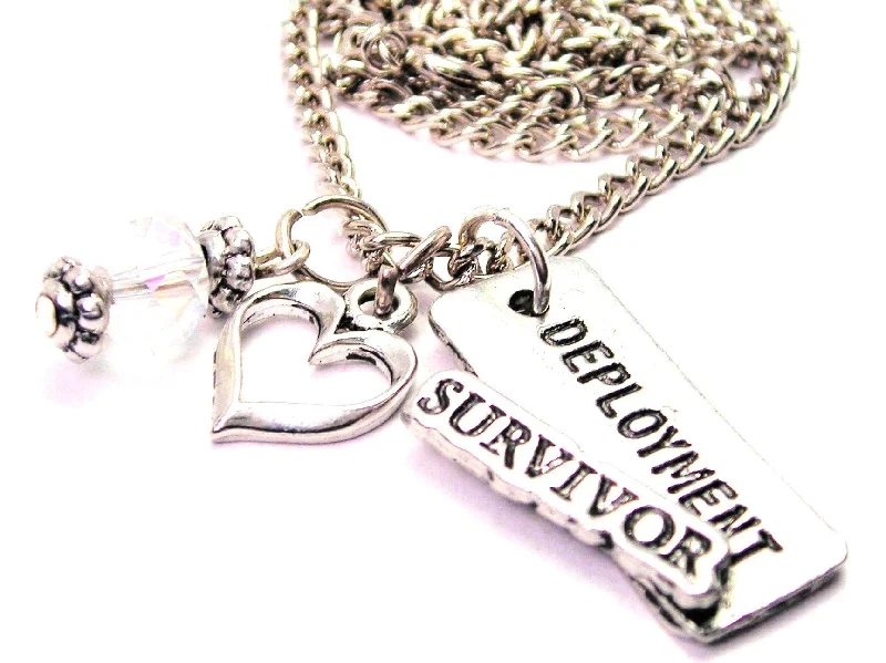 birthstone pendant necklaces -Deployment Survivor Necklace with Small Heart