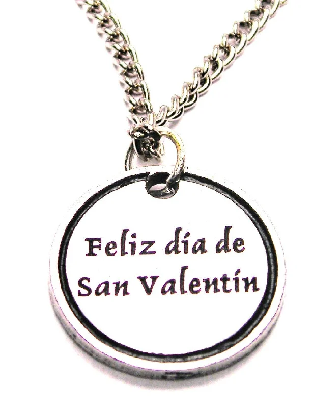 colorful necklaces for women -Feliz Dia De San Valentin Happy Valentines Day Single Charm Necklace