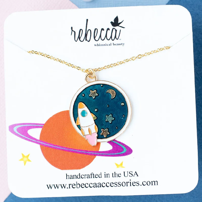 thick chain necklaces for women -Space Enamel Charm Pendant Necklace Children's Jewelry