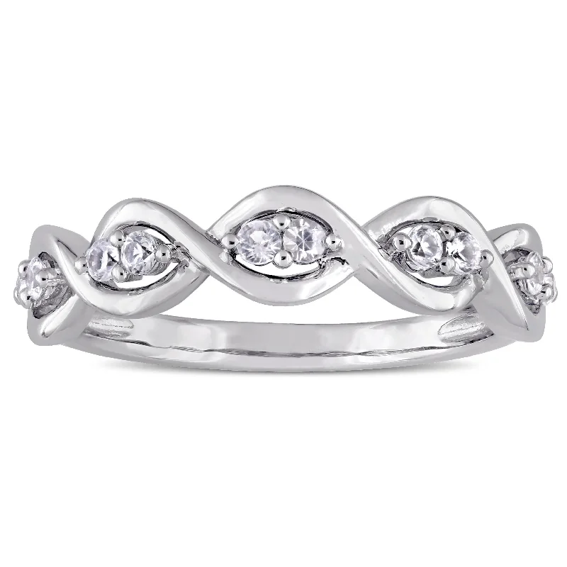 custom rings for women -Miadora Signature Collection 14k White Gold White Sapphire Stackable Infinity Anniversary Ring