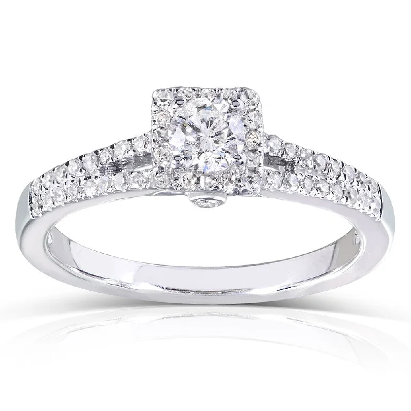 unique rings for women -Annello by Kobelli 14k White Gold 1/3ct TDW Round-cut Diamond Promise Ring