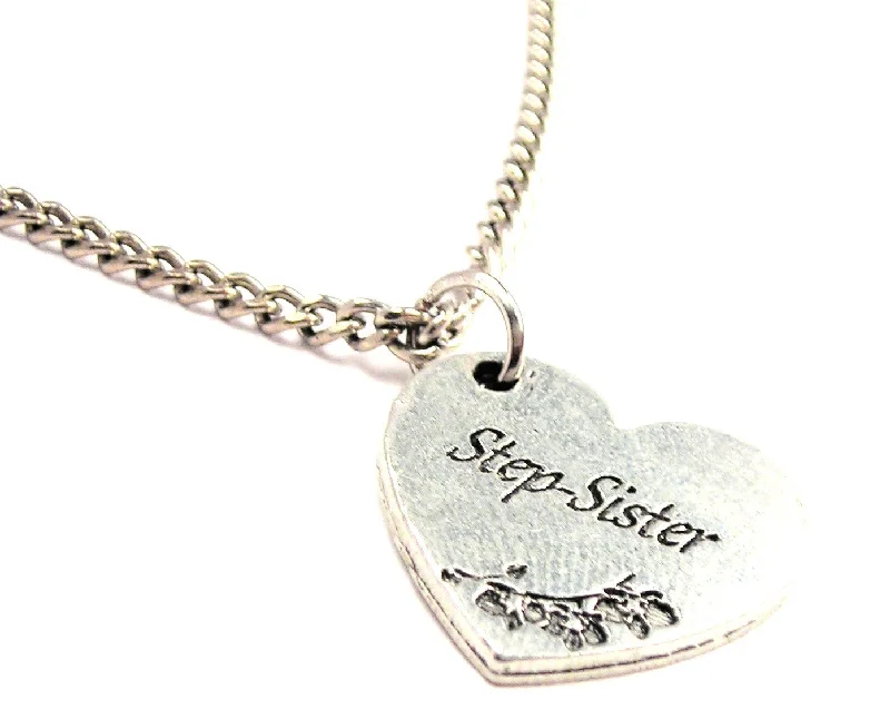 minimalist gold necklaces for women -Step Sister Heart Single Charm Necklace