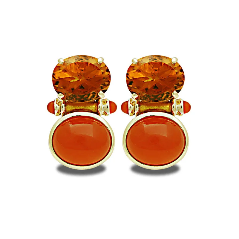 personalized earrings for women -Earrings-Citrine and Cornelian (Enamel)