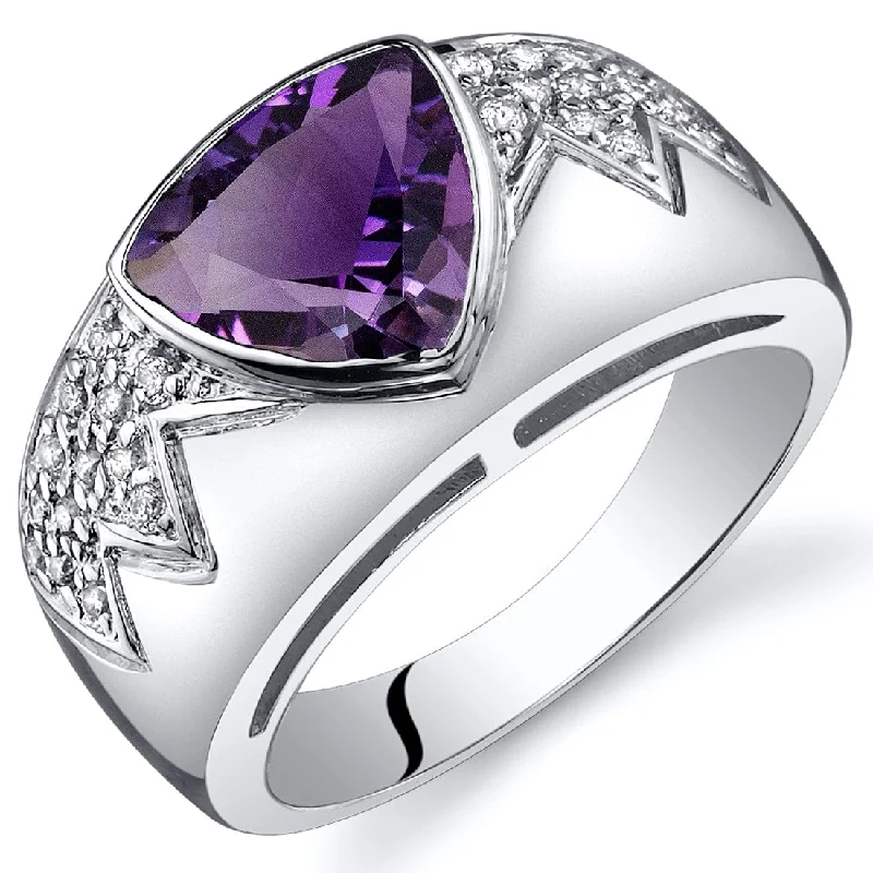 heart diamond rings for women -Sterling Silver 1.5 ct Amethyst Birthstone Ring