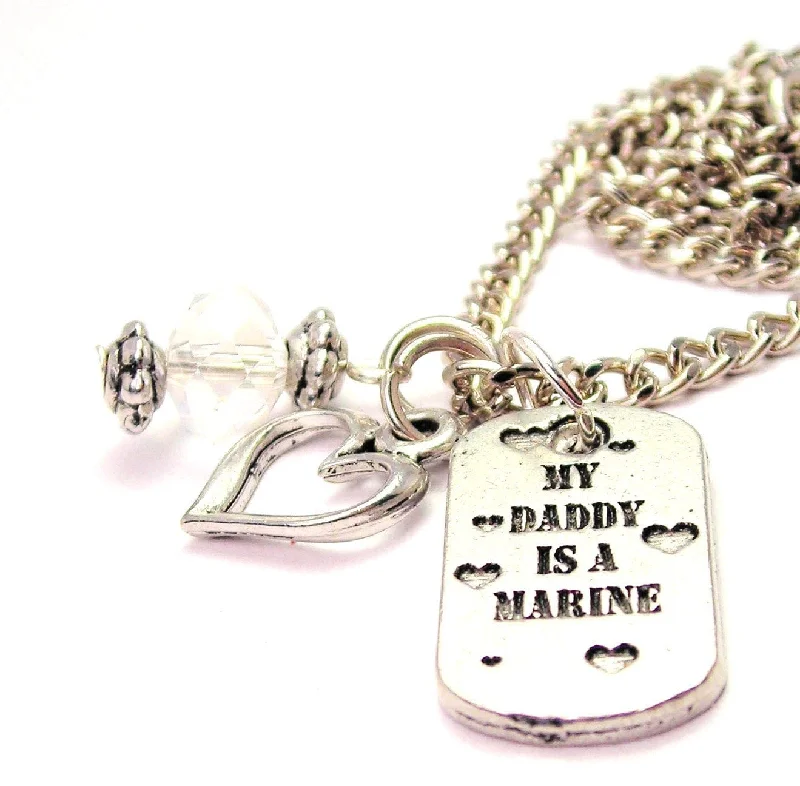 choker necklaces for women -My Daddy Is A Marine Necklace with Small Heart