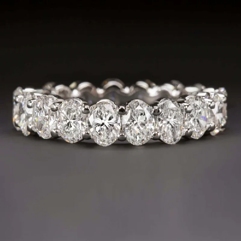 vintage solitaire rings -3.60ct OVAL SHAPE DIAMOND WEDDING BAND ETERNITY RING WHITE GOLD STACKING 3.5ct