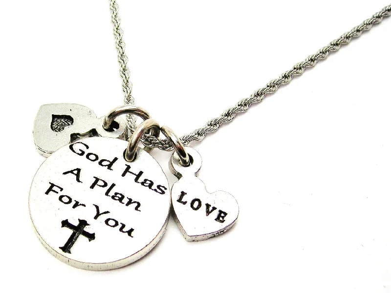 gemstone layered necklaces -God Has A Plan For You Stainless Steel Rope Chain Necklace