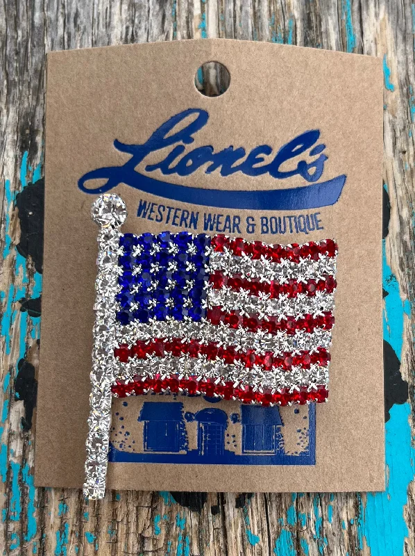 Crystal American Flag Pin/Brooch