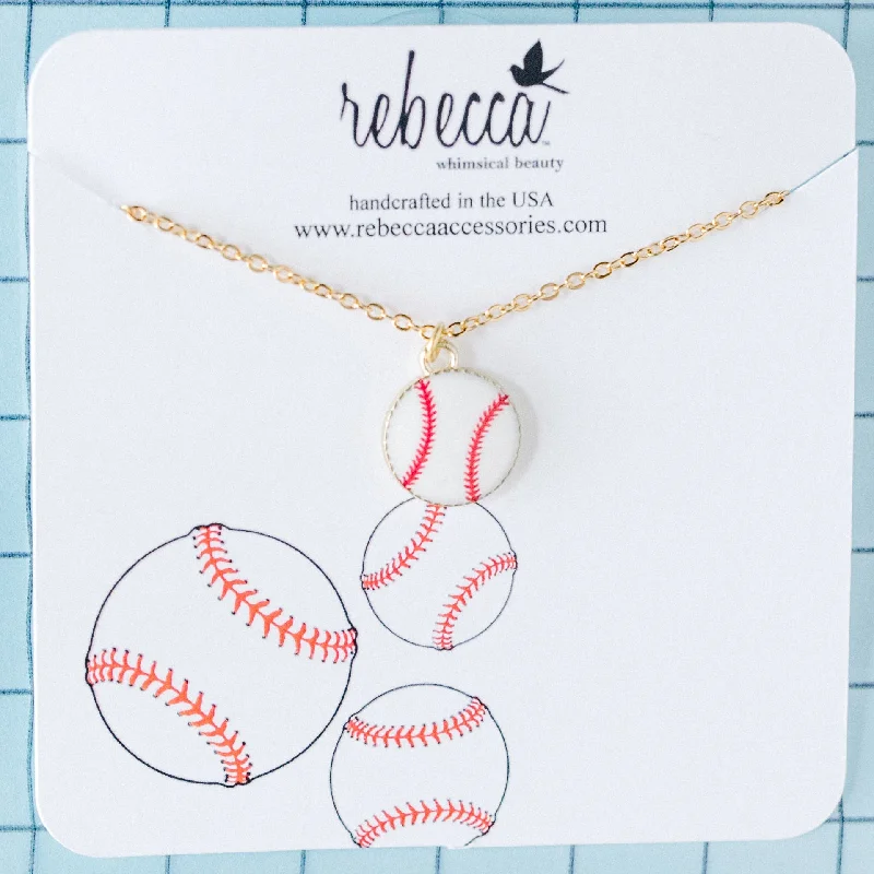 butterfly necklaces for women -Baseball Enamel Charm Necklace