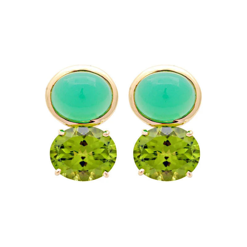 antique earrings for women -Earrings-Chrysoprase and Peridot