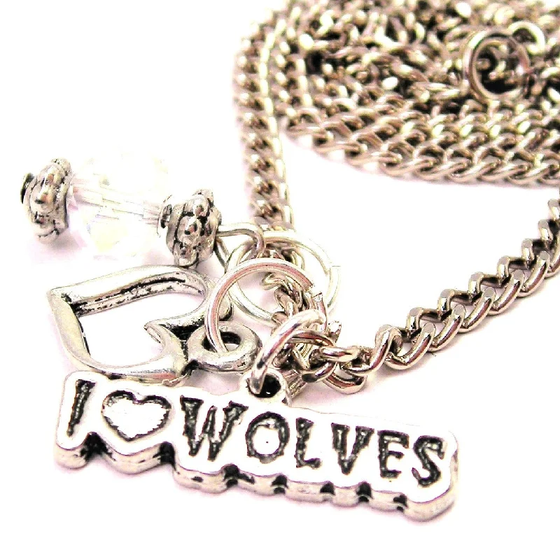 stylish pearl necklaces for women -I Love Wolves Necklace with Small Heart