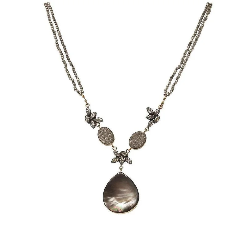 anniversary necklaces for women -Black Mother of Pearl Teardrop Necklace