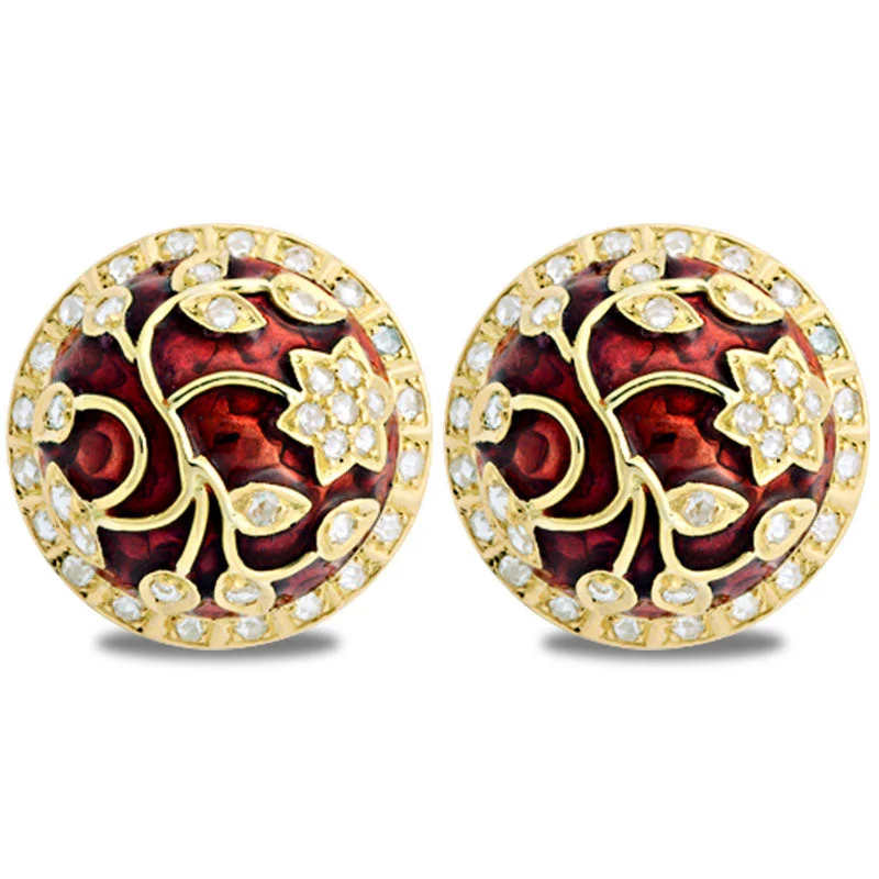 cubic zirconia earrings for women -Earrings-Diamond (Enamel)