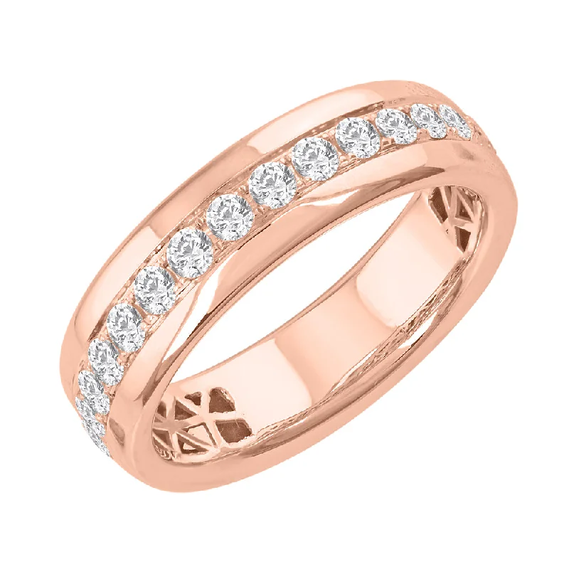 modern wedding rings for women -3/4 Carat Diamond Unisex Wedding Band Ring in Rose Gold