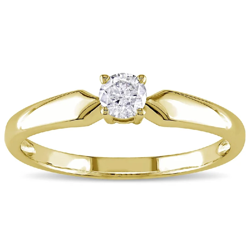 large statement rings for women -Miadora 10k Yellow Gold 1/5ct TDW Diamond Solitaire Promise Ring - White