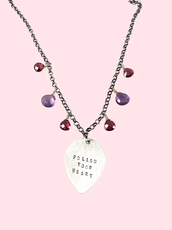 luxury necklaces for brides -16” Sterling Follow Your Heart Charm Necklace