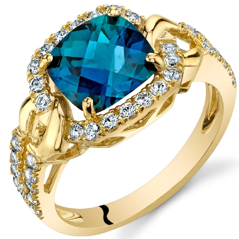 luxury rose gold rings -14k Yellow Gold 2.88ct Created Alexandrite and White Topaz Ring