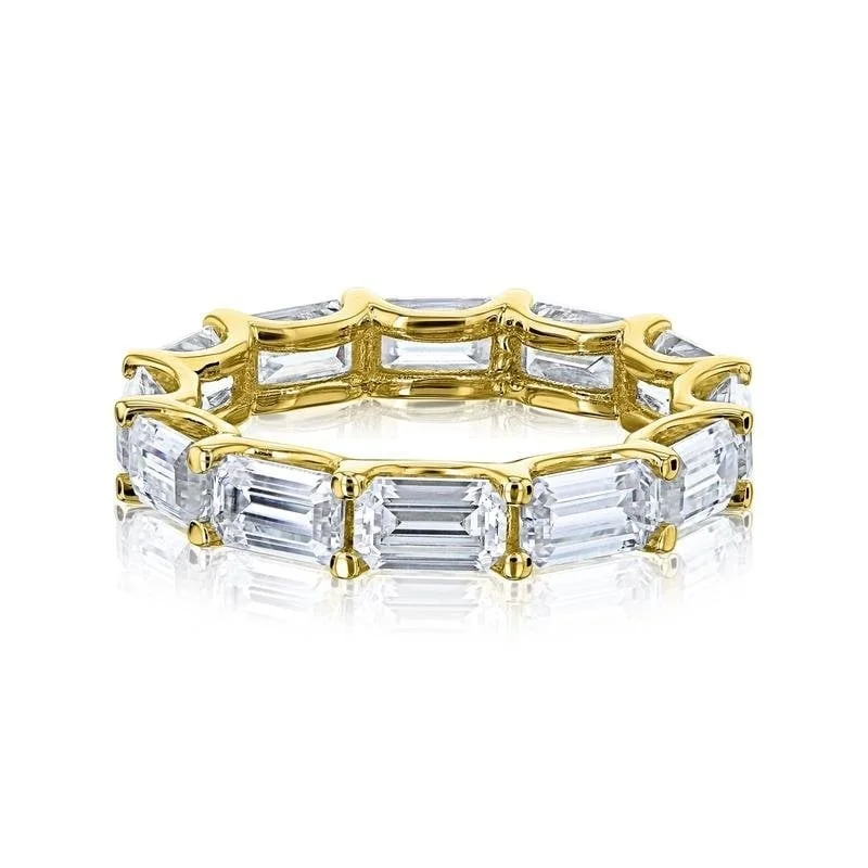 vintage engagement rings -Annello by Kobelli 14k Gold East West Lab Grown Diamond (5x3mm) Eternity Ring (DEF/VS)