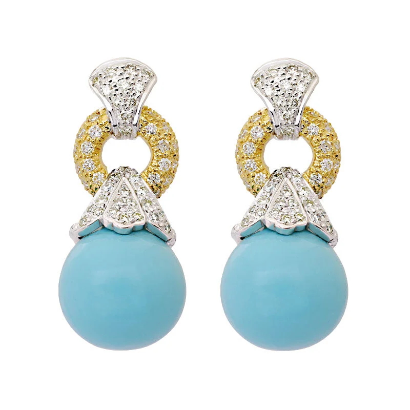 elegant earrings for women -Earrings-Turquoise and Diamond