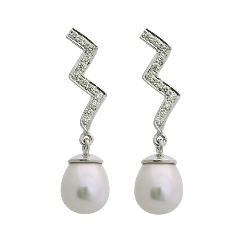 chic earrings for women -Earrings-South Sea Pearl and Diamond