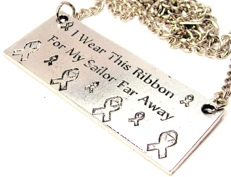 bohemian necklaces for women -I Wear This Ribbon For My Sailor Far Away Statement Platform Necklace