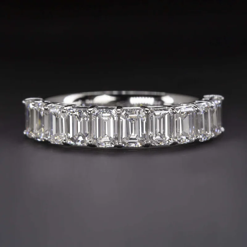 unique engagement rings for women -2 CARAT EMERALD CUT DIAMOND WEDDING BAND HALF ETERNITY RING WHITE GOLD BAGUETTE